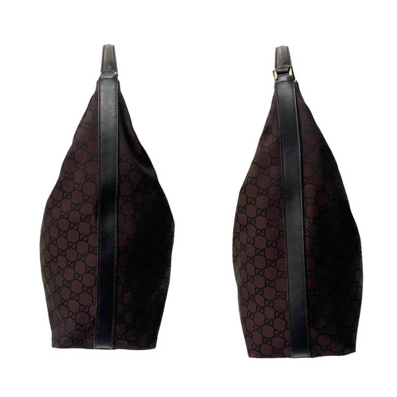 Gucci GG monogram pattern one-shoulder black hobo bag