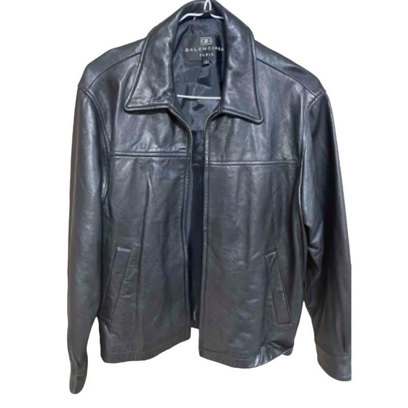 Rare vintage Balenciaga zip-up boxy leather jacket