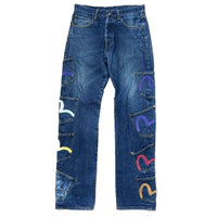 Thumbnail for EVISU INDIGO GENES  multi-pocket Selvedge denim jeans