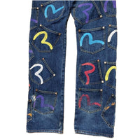 Thumbnail for EVISU INDIGO GENES  multi-pocket Selvedge denim jeans