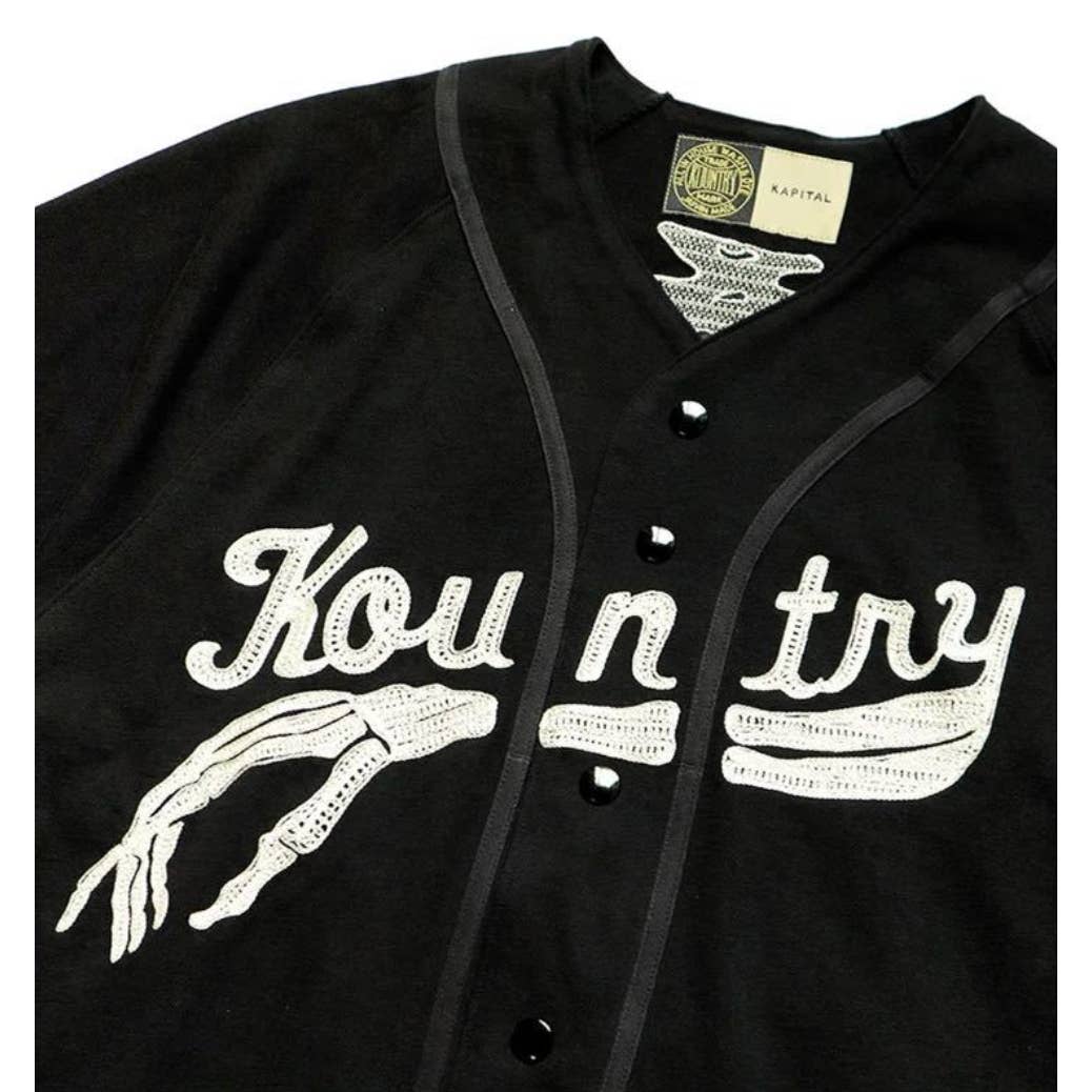 KAPITAL Kountry Skeleton Embroidery button-up Baseball Shirt