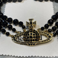 Thumbnail for Vivienne Westwood Triple Layered Pearl Choker Necklace Black