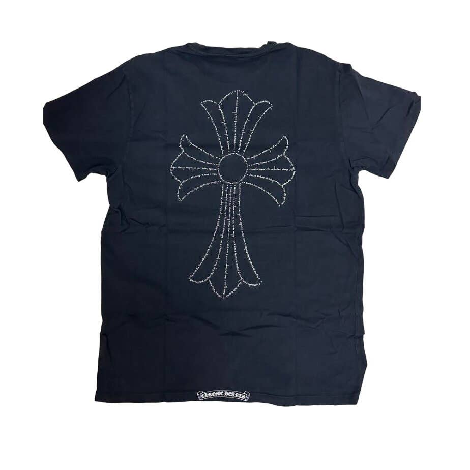 Chrome hearts script cross back logo tee black