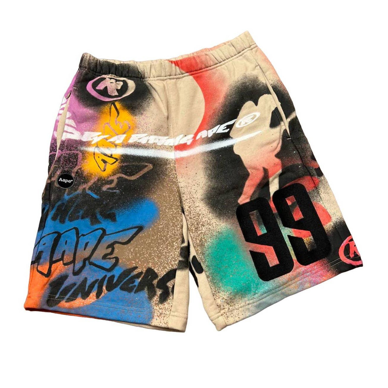 AAPE straypaint allover logo BAPE shorts