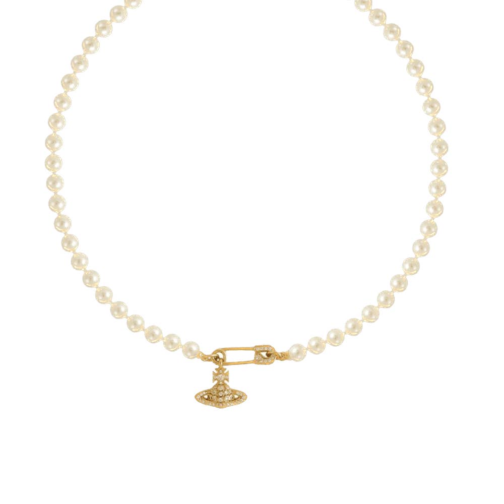 Vivienne Westwood LUCRECE pearl Safety Pin necklace