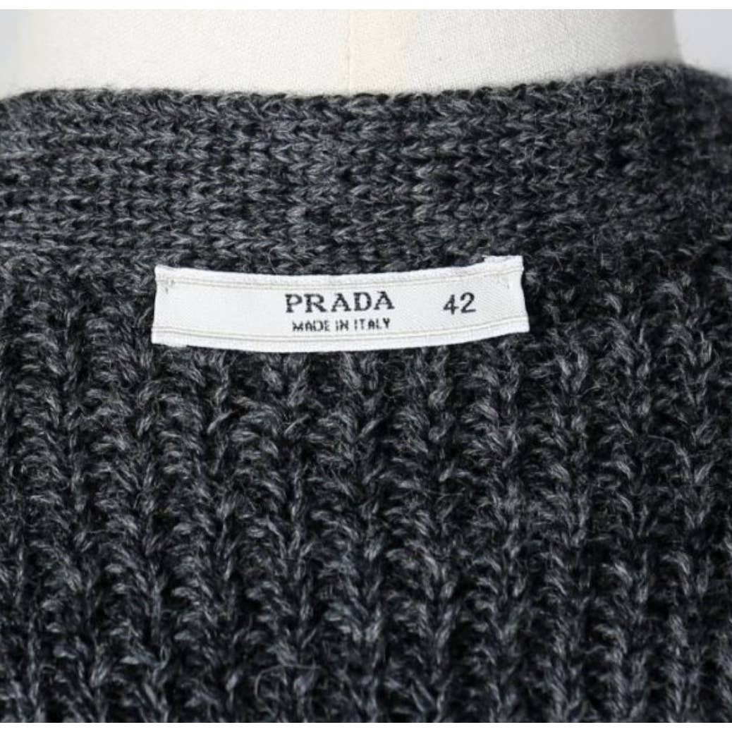 07AW PRADA Mohair Cotton Switch Wool Knit Cardigan 42