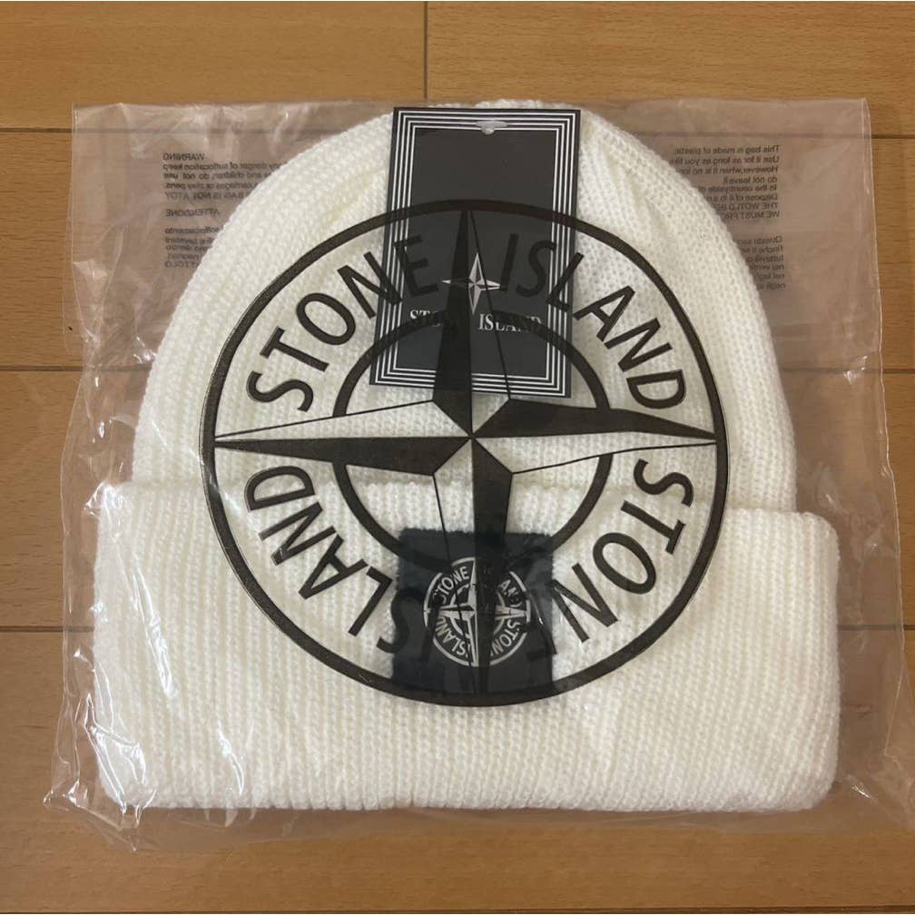 Stone Island Knit Beanie Hat White