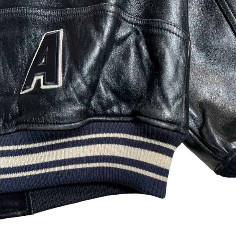 Rare vintage Avirex USA Chenille spellout leather bomber