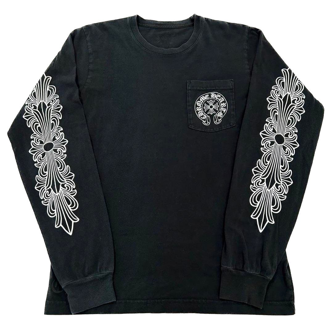 Chrome Hearts Horseshoe Floral Long-Sleeve Tee