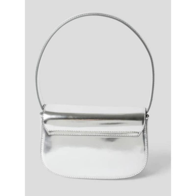 Diesel 1DR xs crossbody side bag in silver metallic leather