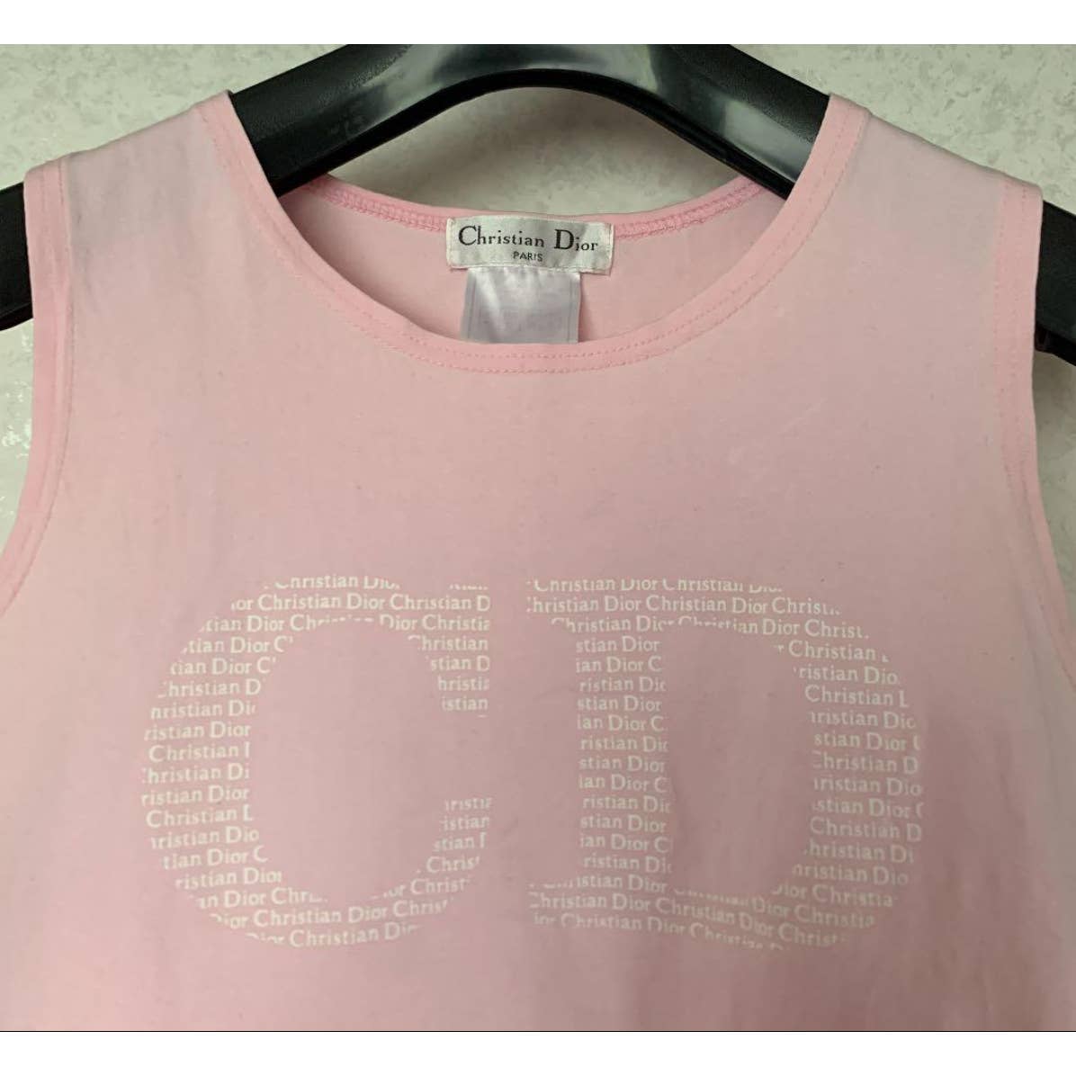 Christian Dior pink spellout CD logo Dior Tank Top