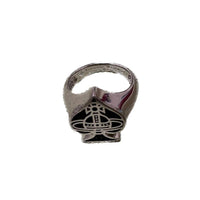 Thumbnail for Vivienne Westwood Vintage Embossed Black Spade Orb Ring