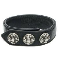 Thumbnail for Chrome Hearts Leather Cross Snap Leather Bracelet