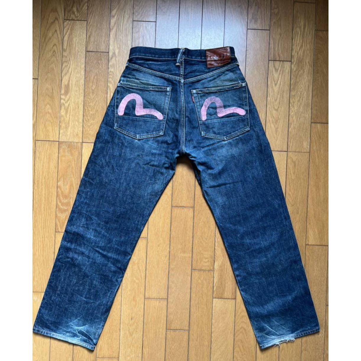 Evisu Pink Daicock seagull No.2 painted denim jeans