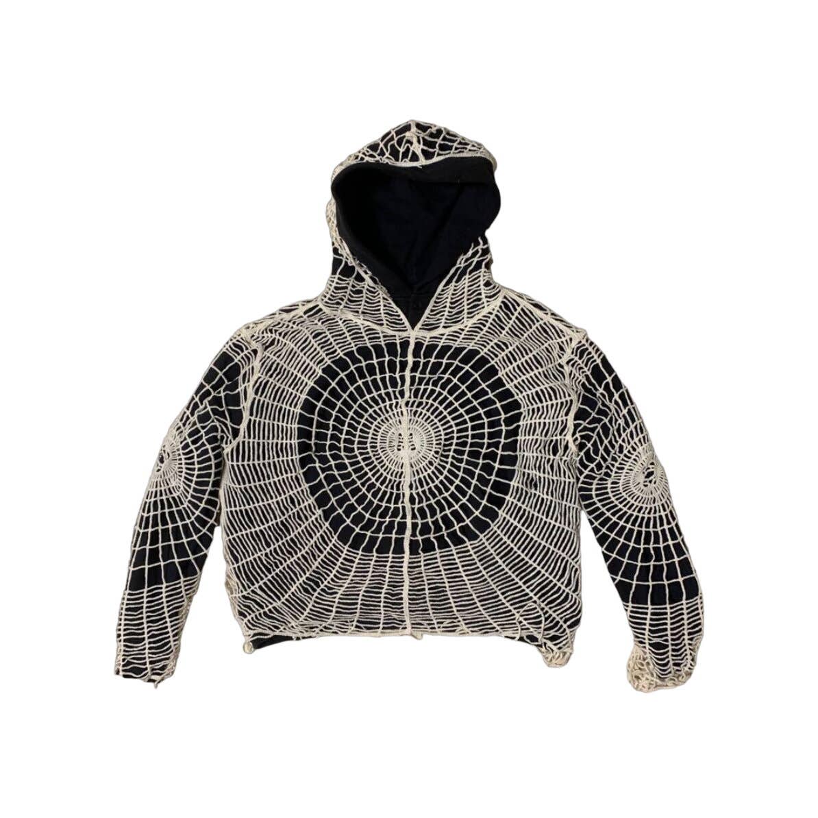 Mesh Knit Grunge Spiderweb Damage Hoodie Punk y2k streetwear