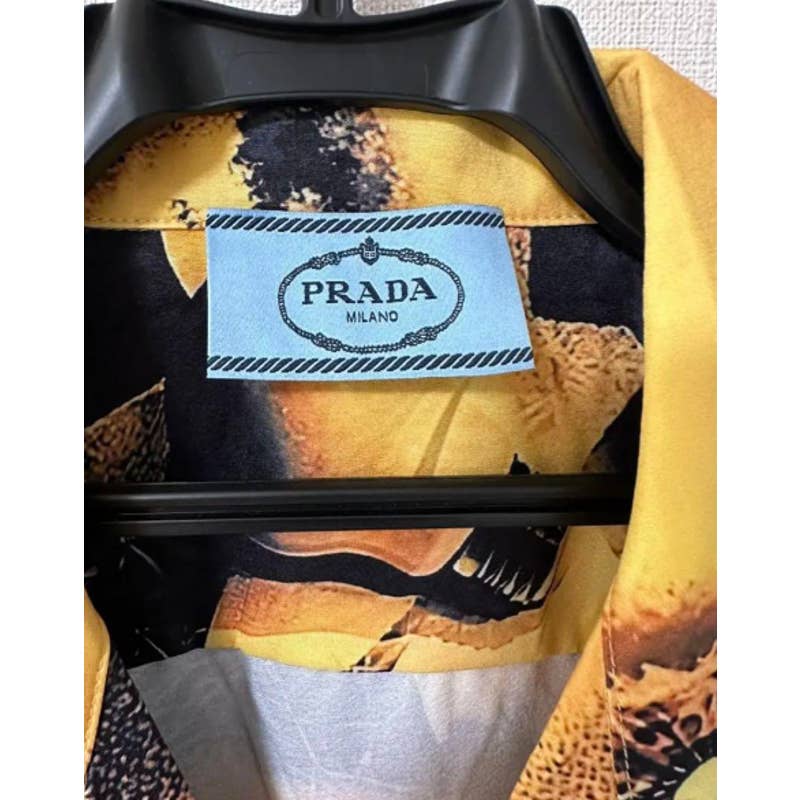 PRADA yellow flower button-up short sleeve sunflower shirt