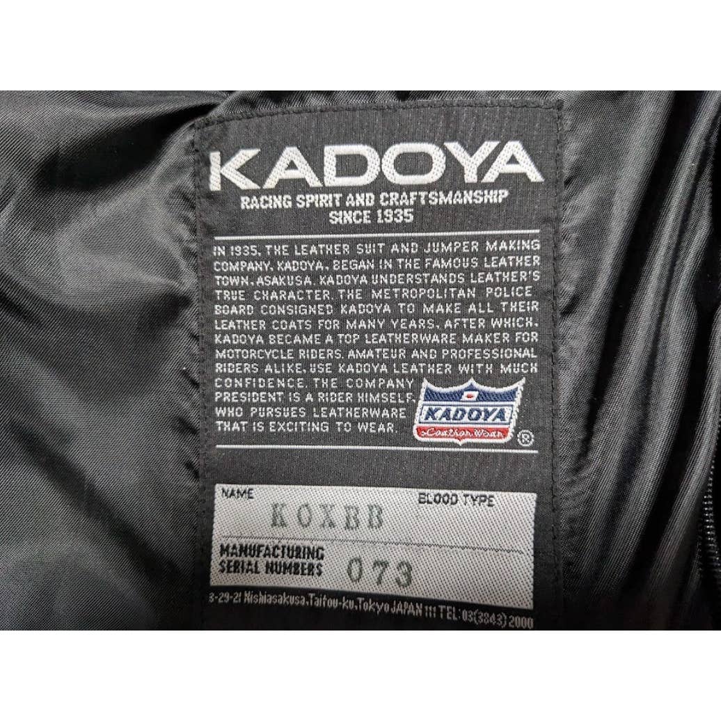 KADOYA BLACK HORSE RACING cowhide leather padded riders jacket