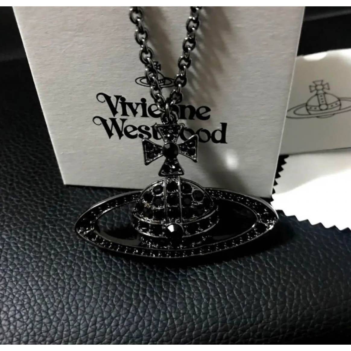 Vivienne Westwood Black Relief Pendant Necklace