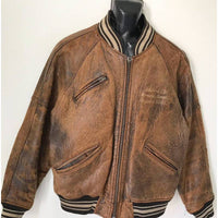 Thumbnail for Rare vintage Avirex USA Chenille spellout leather bomber