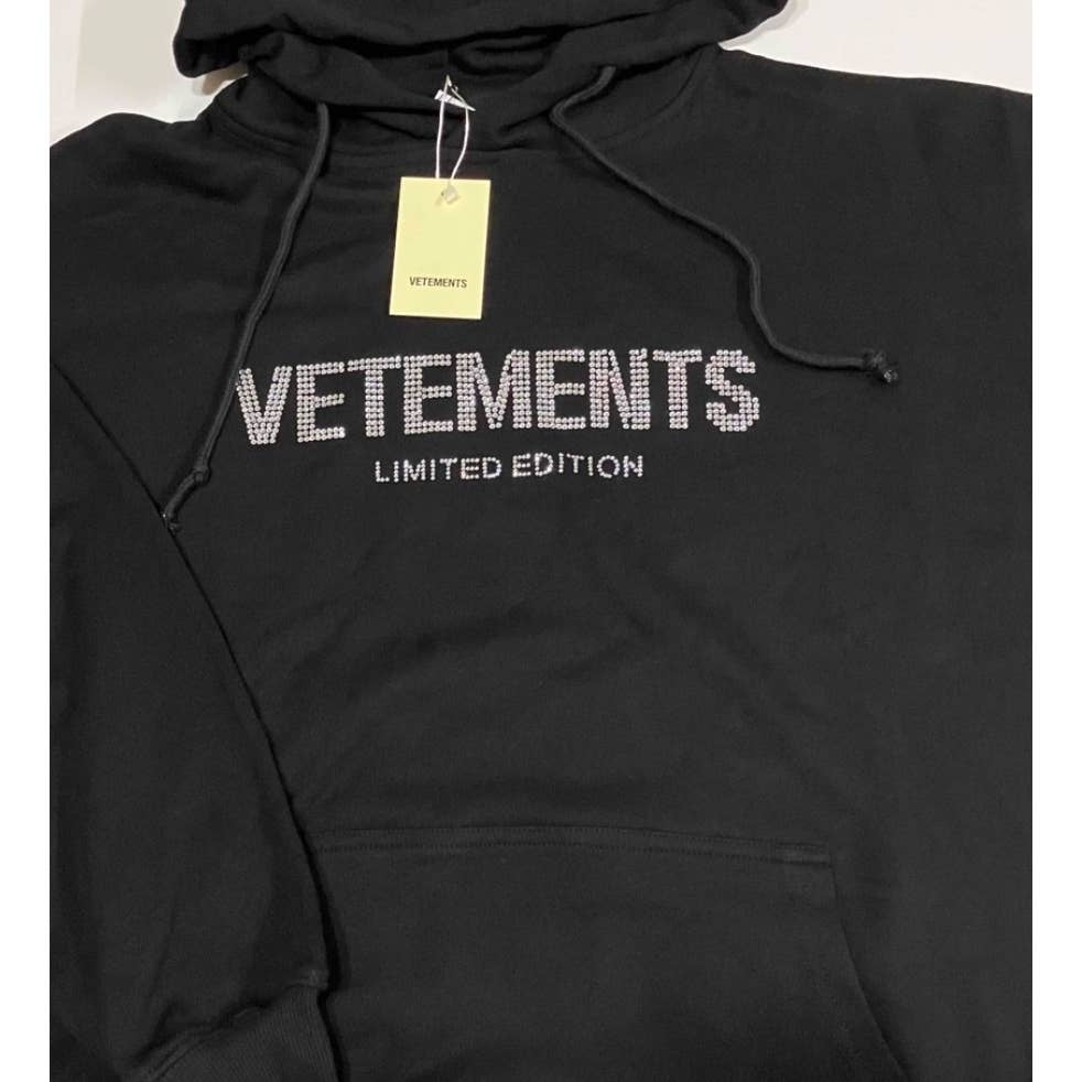 VETEMENTS Crystal embellished logo HOODIE