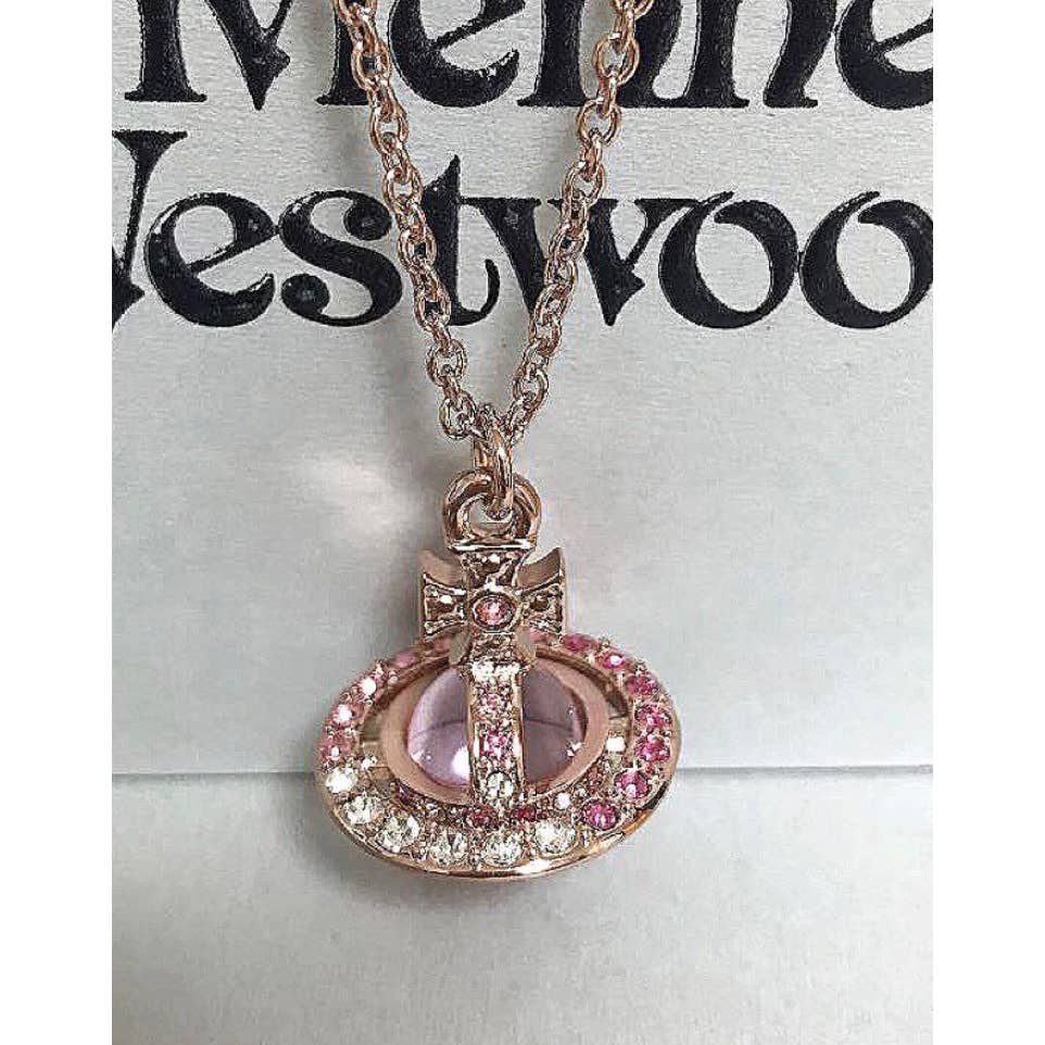 Vivienne Westwood Tricolor Pink 3D Tiny Orb Necklace