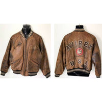 Thumbnail for Rare vintage Avirex USA Chenille spellout leather bomber