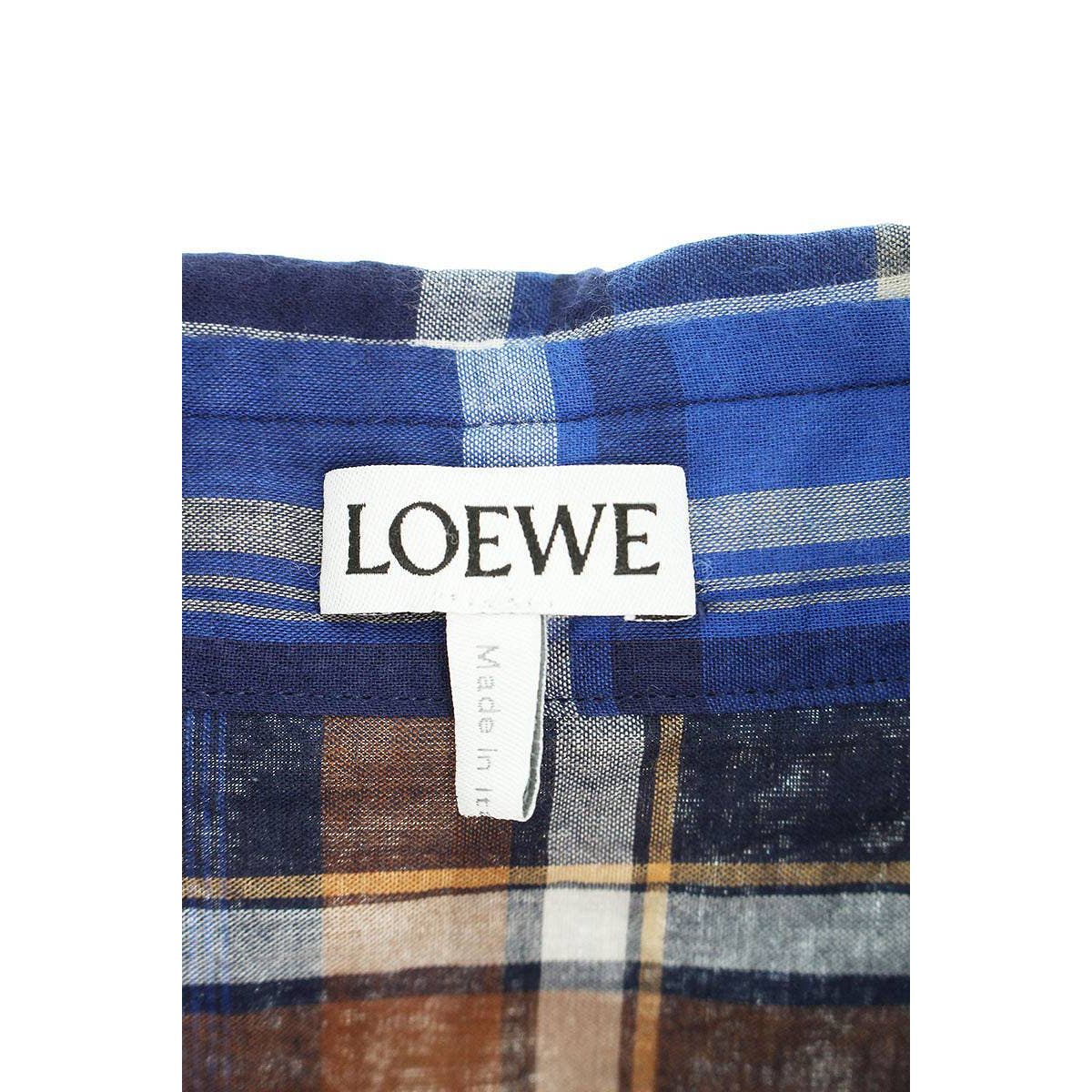 LOEWE 22SS Logo patchwork check long sleeve shirt