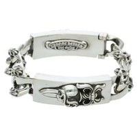 Thumbnail for Chrome Hearts Double ID Dagger Heart Silver Bracelet