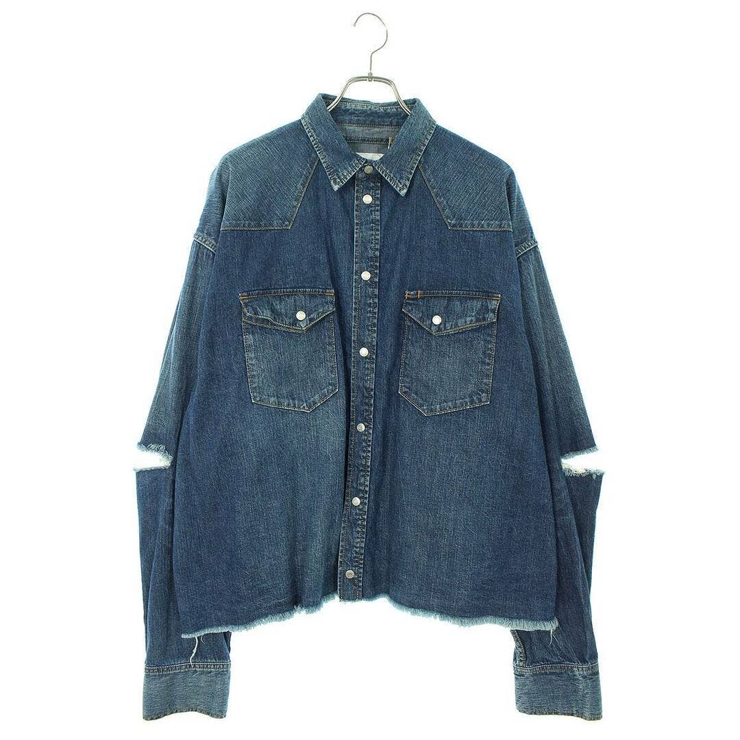 Doublet 23AW Cut-off Oversized denim long sleeve shirt