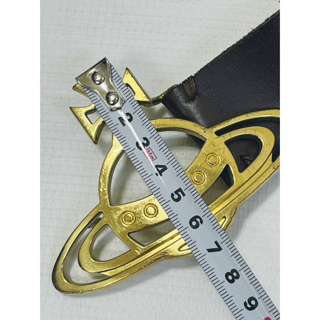 Vivienne Westwood belt Tan Orb logo buckle gold leather Belt