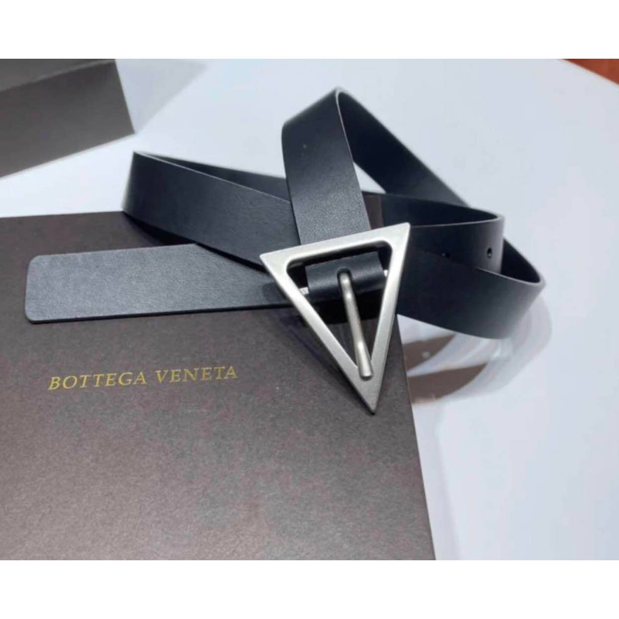 Bottega Veneta Triangle buckle leather belt