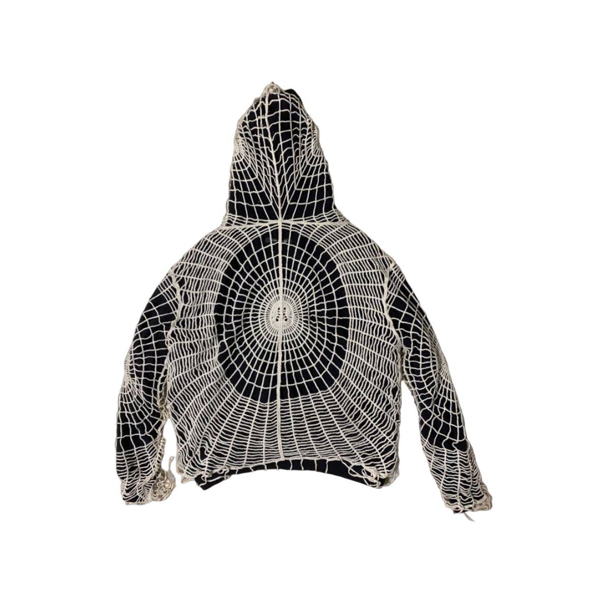 Mesh Knit Grunge Spiderweb Damage Hoodie Punk y2k streetwear