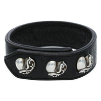 Thumbnail for Chrome Hearts Heart 3 Button Snap Leather Bracelet