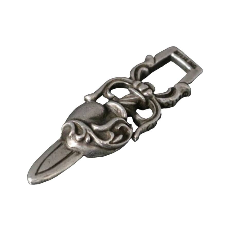 Chrome Hearts Dagger Heart Charm Pendant Silver