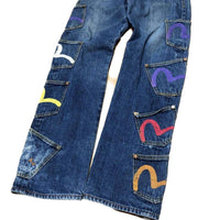 Thumbnail for EVISU INDIGO GENES  multi-pocket Selvedge denim jeans