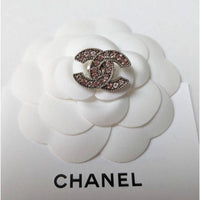 Thumbnail for Chanel button brooch / earring silver, crystal