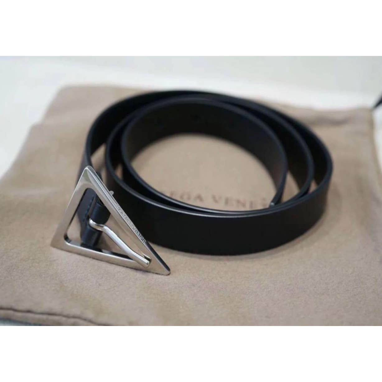 Bottega Veneta Triangle buckle leather belt