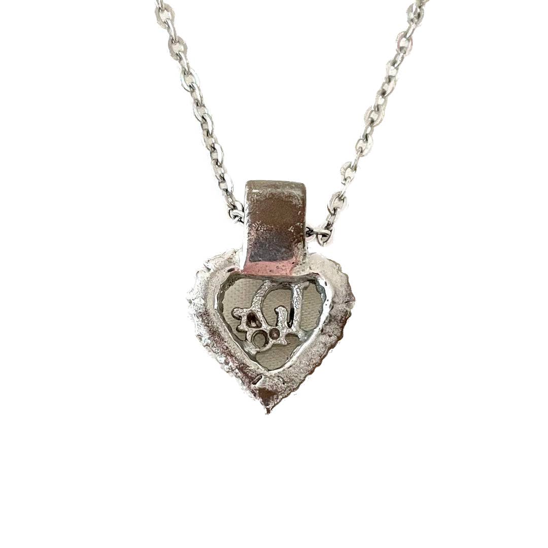 Christian Dior Heart Rhinestone Dior Logo Necklace