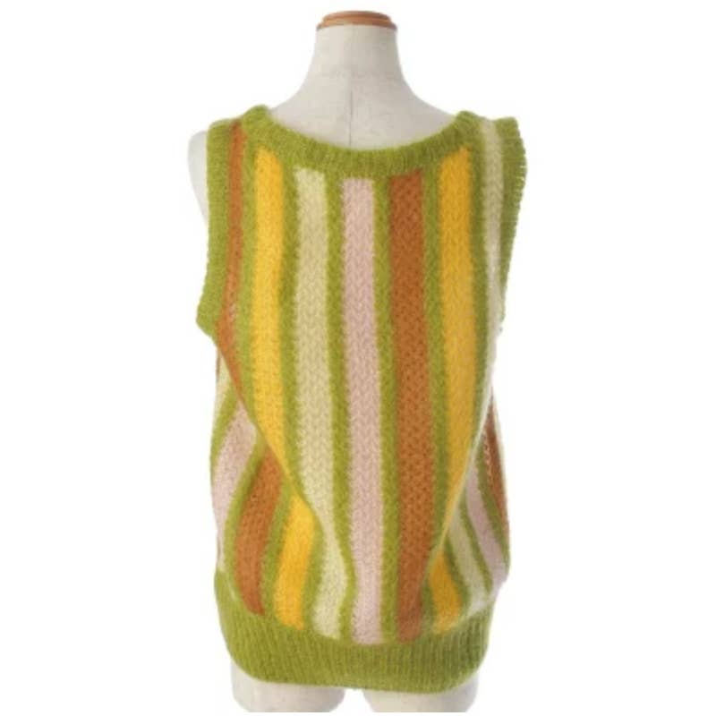 Miu Mohair Mixed Stripe Knit Tank Top vest