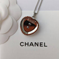 Thumbnail for Chanel CC Heart necklace with silver and pearl