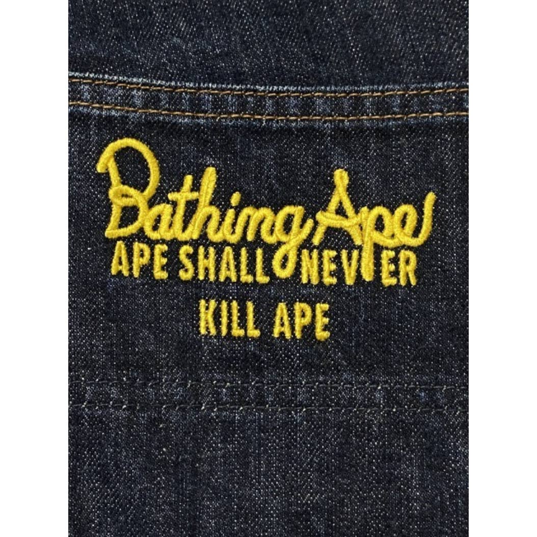 A BATHING APE Logo & Gorilla Embroidery Denim Jeans