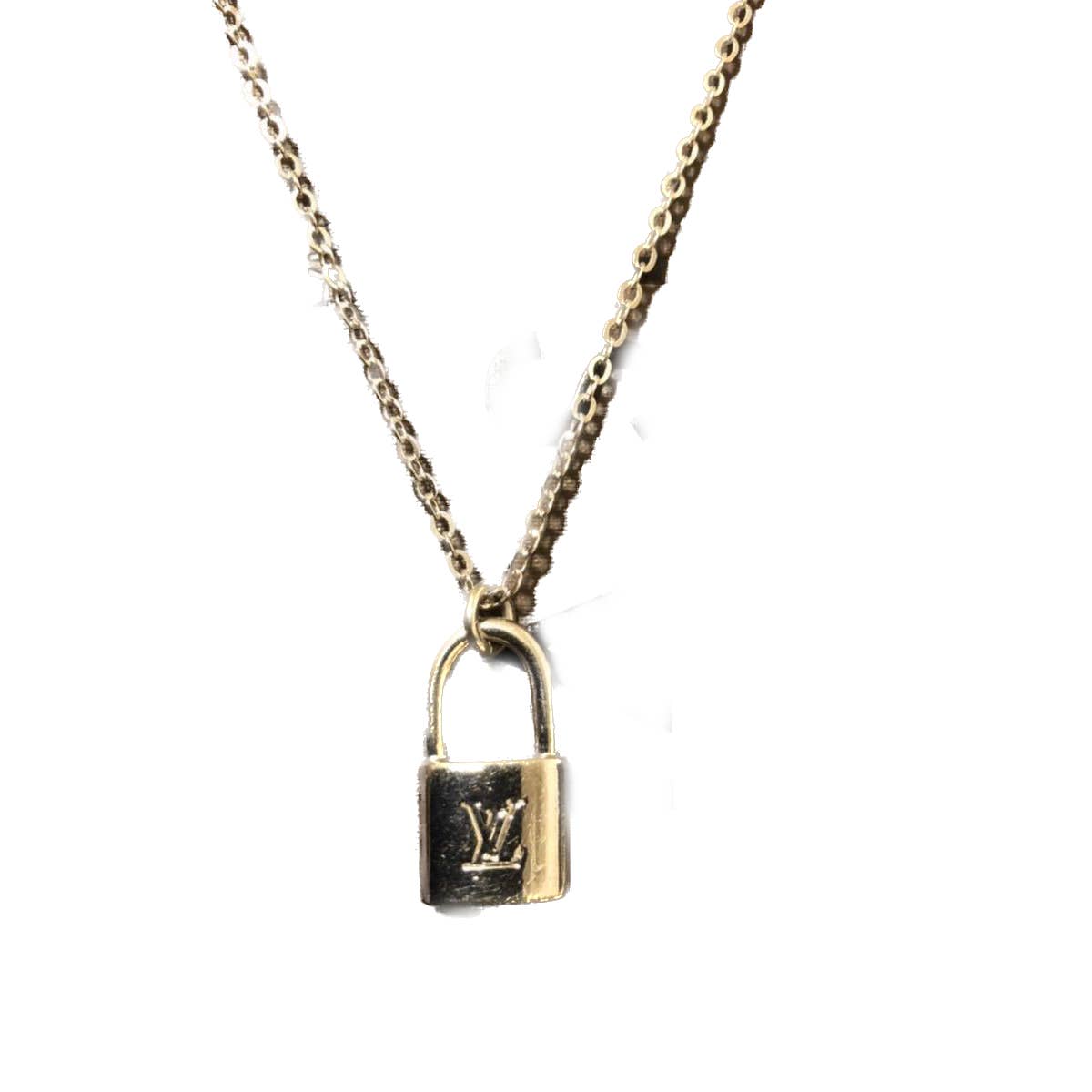 Louis Vuitton Mini Lock Charm Necklace Gold