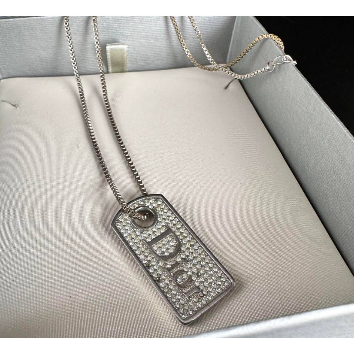 Dior Rhinestone crystal plate necklace