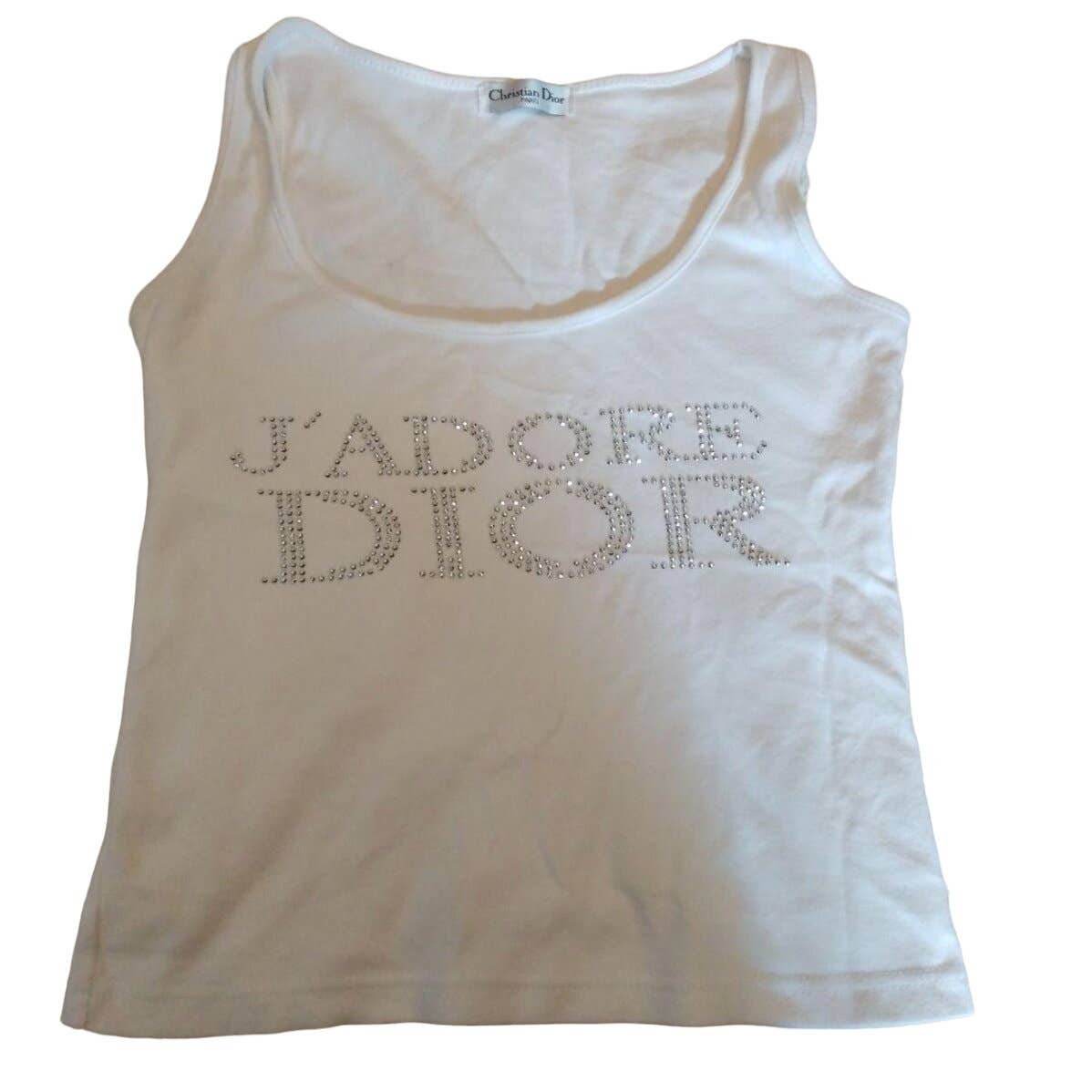 Christian Dior J Adore rhinestone crystal Dior Tank Top FNTKS