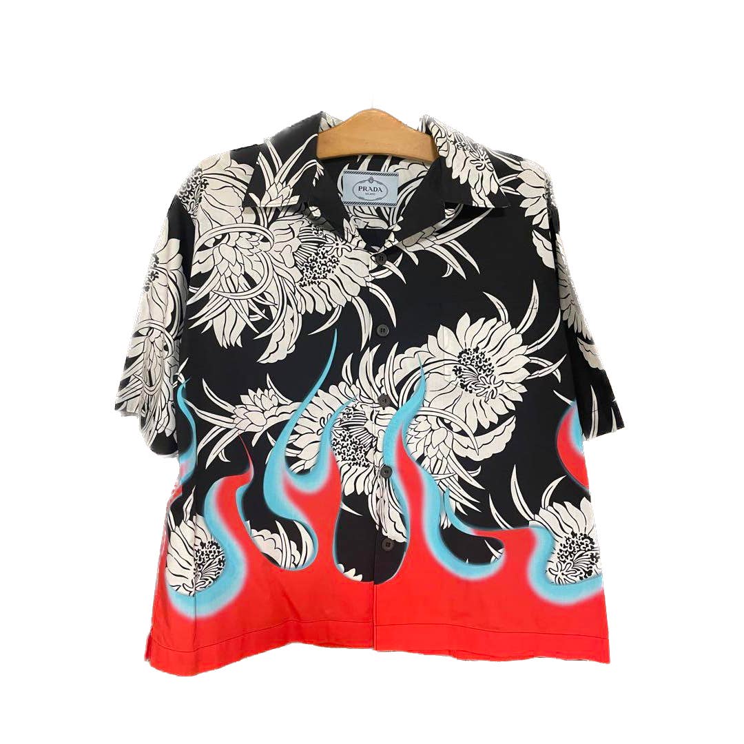 AW18 Prada Floral Aloha Flame Shirt