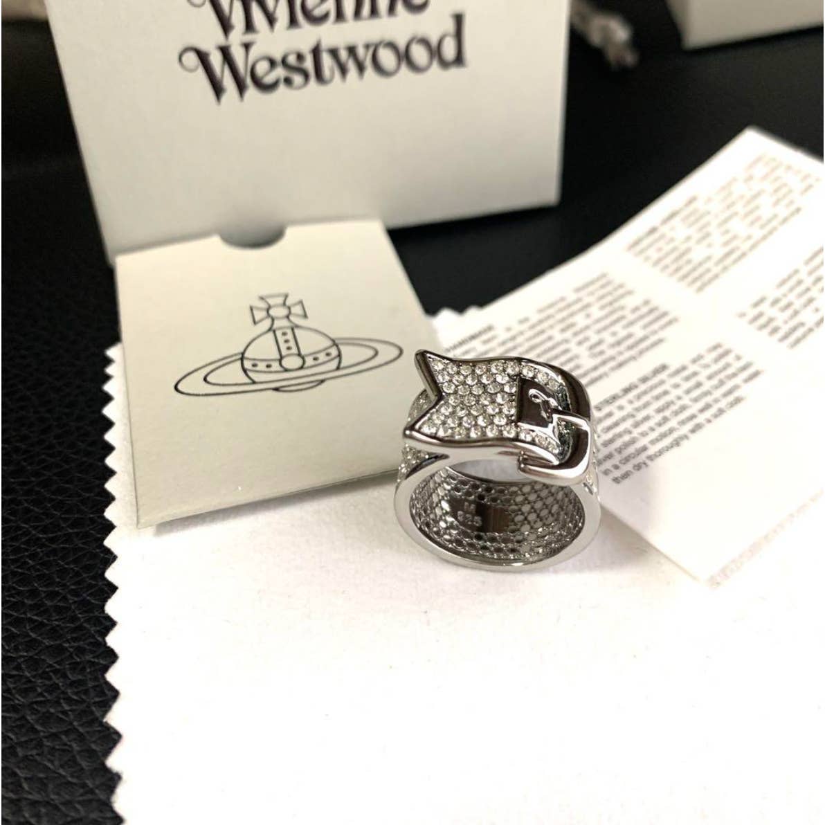 VIVIENNE WESTWOOD Pave Belt Silver Ring