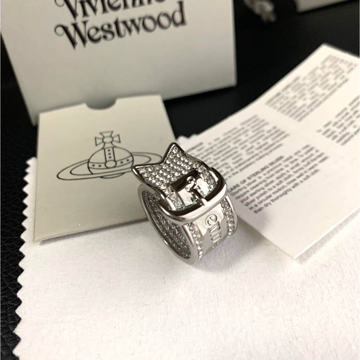 VIVIENNE WESTWOOD Pave Belt Silver Ring