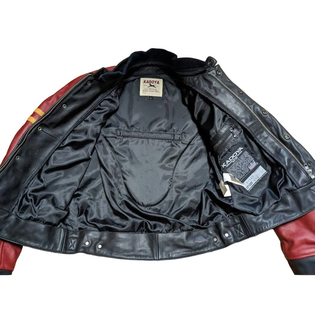 KADOYA BLACK HORSE RACING cowhide leather padded riders jacket