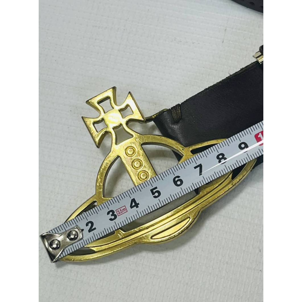 Vivienne Westwood belt Tan Orb logo buckle gold leather Belt