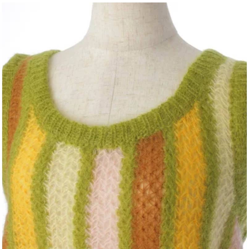 Miu Mohair Mixed Stripe Knit Tank Top vest